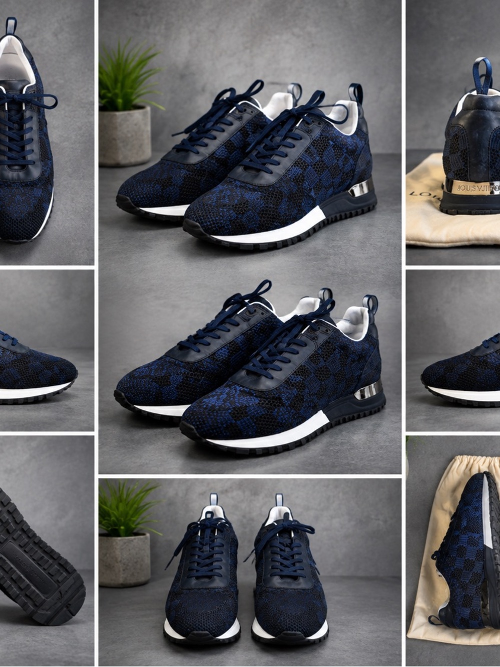 Men's Navy Patterned Athletic Sneakers